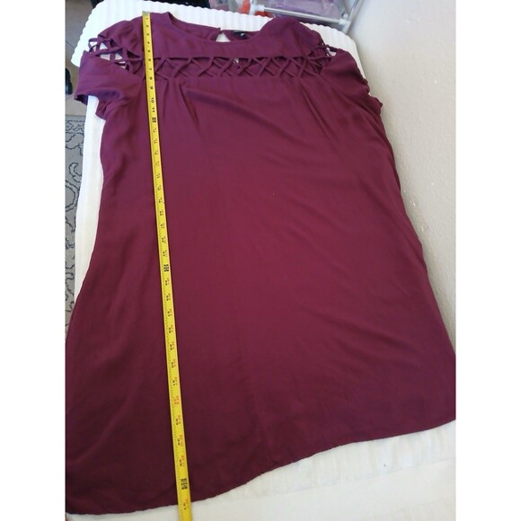 Torrid Dress Purple Challis Lattice Cutout Short Sleeve Trapeze Swing Size 3X - Picture 10 of 16